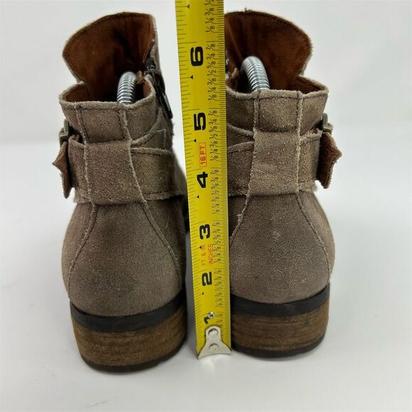 Born Jorgette Women's Heeled Ankle Booties Tan Taupe Brown Suede Size 8 Buckle - Picture 11 of 14